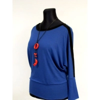 Bluza sportowa kimono z czarnymi lampasami - niebieski melanż