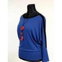 Bluza sportowa kimono z czarnymi lampasami - niebieski melanż