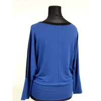 Bluza sportowa kimono z czarnymi lampasami - niebieski melanż