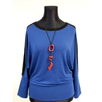 Bluza sportowa kimono z czarnymi lampasami - niebieski melanż