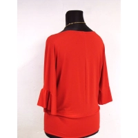 Bluzeczka kimono z marszczonym rękawem 3/4 - czerwona