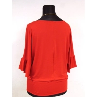 Bluzeczka kimono z marszczonym rękawem 3/4 - czerwona
