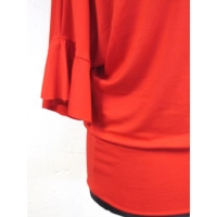 Bluzeczka kimono z marszczonym rękawem 3/4 - czerwona