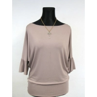 Bluzeczka kimono z marszczonym rękawem 3/4 - beżowa