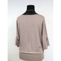 Bluzeczka kimono z marszczonym rękawem 3/4 - beżowa