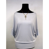 Bluzeczka kimono z marszczonym rękawem 3/4 - szara