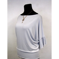 Bluzeczka kimono z marszczonym rękawem 3/4 - szara