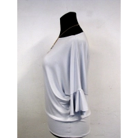 Bluzeczka kimono z marszczonym rękawem 3/4 - szara