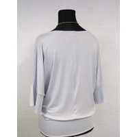 Bluzeczka kimono z marszczonym rękawem 3/4 - szara