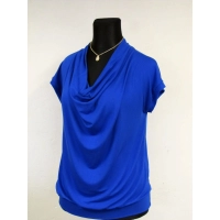 Bluzka KIMONO z ozdobnym dekoltem typu woda - chabrowa