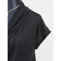 Bluzka krótki rękaw z lejącym dekoltem typu woda - czarna
