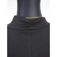 Bluzka krótki rękaw z lejącym dekoltem typu woda - czarna