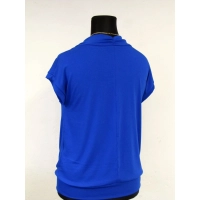 Bluzka KIMONO z ozdobnym dekoltem typu woda - chabrowa