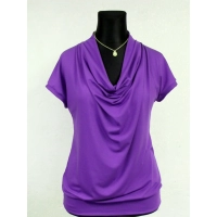 Bluzka krótki rękaw z lejącym dekoltem typu woda