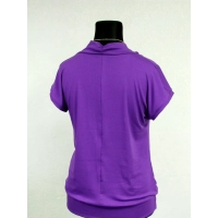 Bluzka krótki rękaw z lejącym dekoltem typu woda