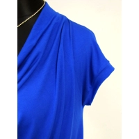 Bluzka KIMONO z ozdobnym dekoltem typu woda - chabrowa