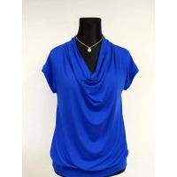 Bluzka KIMONO z ozdobnym dekoltem typu woda - chabrowa