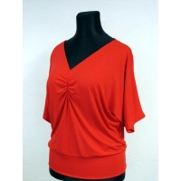 Bluzka kimono z dekoltem w szpic i marszczeniem