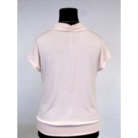 Bluzeczka krótki rękaw z lejącym dekoltem typu woda - róż