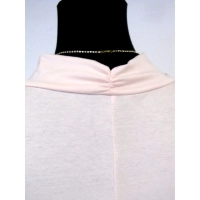 Bluzeczka krótki rękaw z lejącym dekoltem typu woda - róż