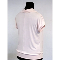 Bluzeczka krótki rękaw z lejącym dekoltem typu woda - róż