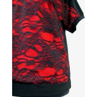 Bluzeczka z szydełkową koronką czarno/czerwona