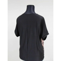 Bluzeczka z szydełkową koronką czarno/łososiowa