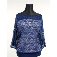 Ażurowa bluzka XXL kimono z falbanką na rękawach