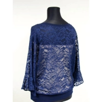 Ażurowa bluzka XXL kimono z falbanką na rękawach