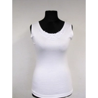 Koszulka bez rękawów z koronką na dekolcie