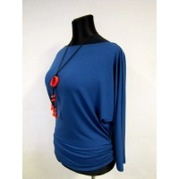 Tunika Amaya Nietoperz z marszczeniami na biodrach - indygo