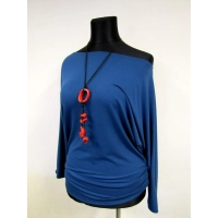 Tunika Amaya Nietoperz z marszczeniami na biodrach - indygo