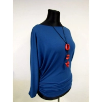 Tunika Amaya Nietoperz z marszczeniami na biodrach - indygo