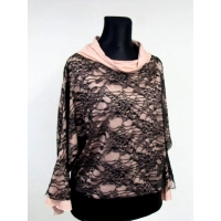 Bluzka koronkowa z falbaniastym podwójnym mankietem