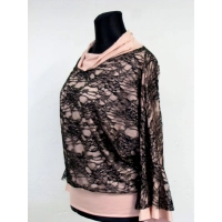 Bluzka koronkowa z falbaniastym mankietem i golfem