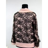 Bluzka koronkowa z falbaniastym mankietem i golfem