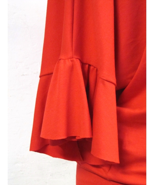 Bluzeczka kimono z marszczonym rękawem 3/4 - czerwona