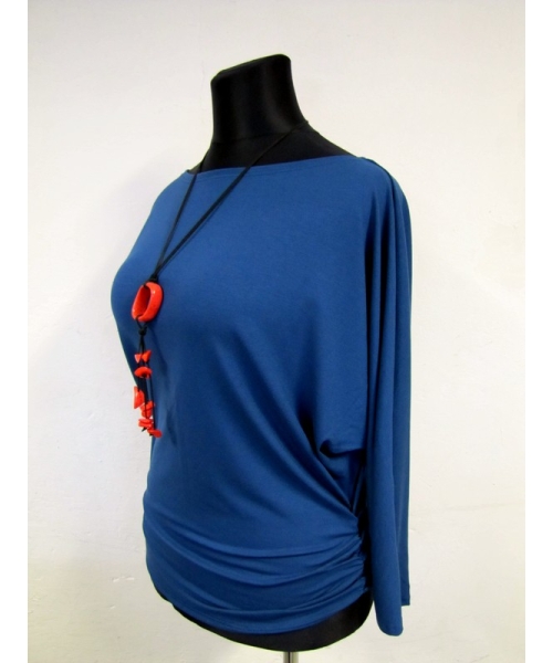 Tunika Amaya Nietoperz z marszczeniami na biodrach - indygo